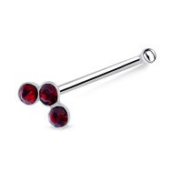 Red Stone Silver Bone Nose Stud NSKD-93